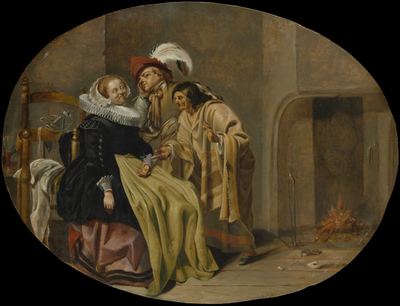 A Couple in an Interior with a Fortune-Teller