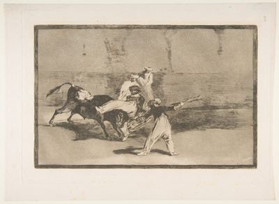 A Moor Caught by the Bull in the ring, plate 8 from "La Tauromaquia"