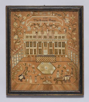 Embroidered sampler of the Queen's House, Greenwich