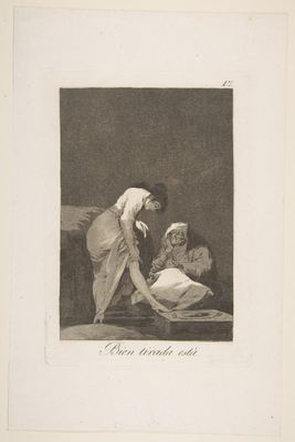 It is nicely stretched (Bien tirada está), plate 17 from "Los Caprichos"