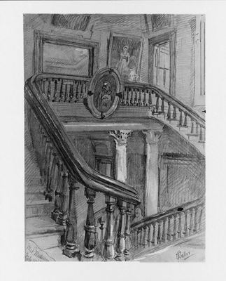 Stairway and balcony, study for "Interior of the Metropolitan Museum of Art when in 14th Street"