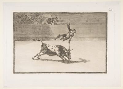 The agility and audacity of Juanito Apiñani in [the ring] at Madrid, plate 20 from "La Tauromaquia"